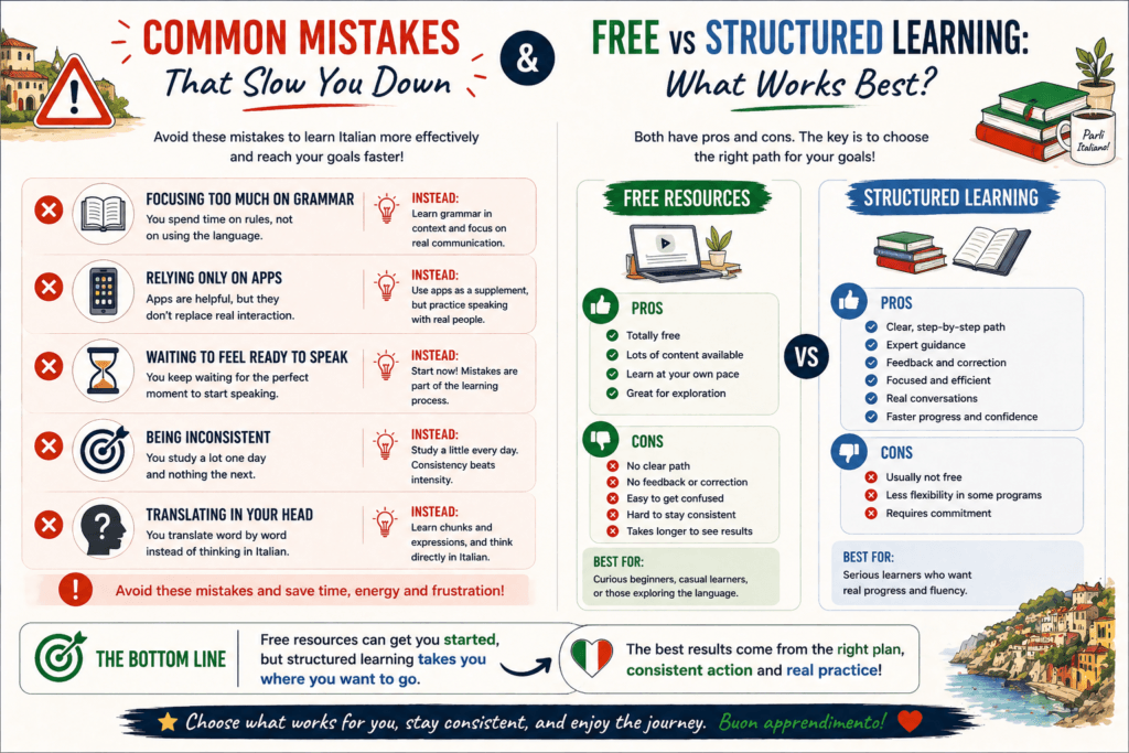 Common mistakes in learning strategies.